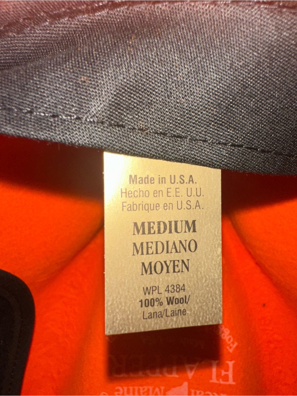Foggy Mountain Maine Blaze Orange Western Cowboy Hunting Flapper Hat 100% Wool M - Picture 9 of 9